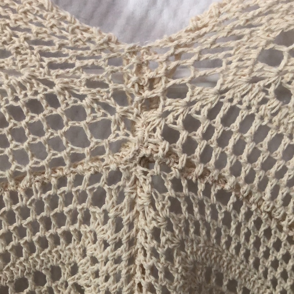 NWT Crochet Doily Cardigan in Cream HMWLBM fits up to a 5X Womens Long Cardigan - Picture 6 of 7